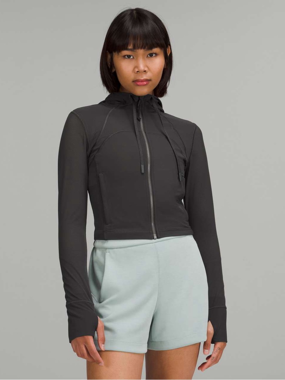 Lululemon Nulu & Mesh Cropped Define Jacket Graphite Grey - EUC
